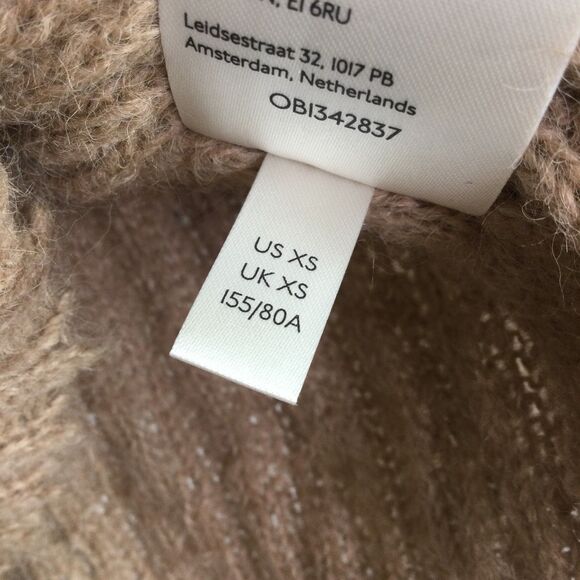 Free People Soft Fawn Alpaca Chunky Knit Mock Neck Sweater Brown Size XS - Picture 14 of 15